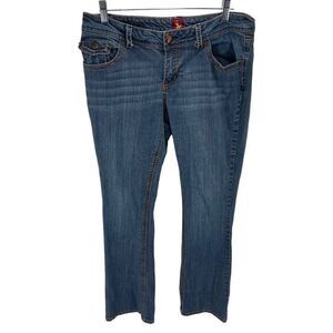 Sasson Womens Vintage Jeans Stretch Flap Pocket Tapered Leg Medium Wash Blue 10